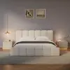 Modern 2-drawer off-white MDF Bedside Table with USB and Lighting – Nightstand