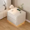 Modern 2-drawer off-white MDF Bedside Table with USB and Lighting – Nightstand