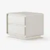 Modern 2-drawer off-white MDF Bedside Table with USB and Lighting – Nightstand