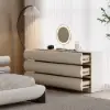 Humply 150 cm White Leather 9-Drawer Dresser
