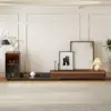 Fero Walnut & Gray Extendable TV Stand with Bookshelves & Light(250 cm-390 cm)
