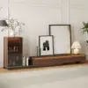 Fero Walnut & Gray Extendable TV Stand with Bookshelves & Light(250 cm-390 cm)