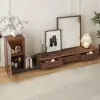 Fero Walnut & Gray Extendable TV Stand with Bookshelves & Light(250 cm-390 cm)