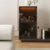 Fero Walnut & Gray Extendable TV Stand with Bookshelves & Light(250 cm-390 cm)