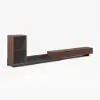 Fero Walnut & Gray Extendable TV Stand with Bookshelves & Light(250 cm-390 cm)