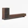Fero Walnut & Gray Extendable TV Stand with Bookshelves & Light(250 cm-390 cm)