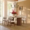 180 cm Faux Travertine Oval Dining Table with Fluted Base & Storage