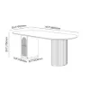 180 cm Faux Travertine Oval Dining Table with Fluted Base & Storage