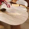 180 cm Faux Travertine Oval Dining Table with Fluted Base & Storage