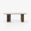 180 cm Faux Travertine Oval Dining Table with Fluted Base & Storage