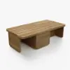 Rectangle Modular Slatted Teak Wood Outdoor Coffee Table