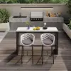Picture of 2 Pieces Outdoor Chair Patio Woven Rope & Aluminium 965 mm Bar Stools Set with Swivel Base