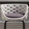 Picture of 2 Pieces Outdoor Chair Patio Woven Rope & Aluminium 965 mm Bar Stools Set with Swivel Base
