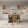 Mid-Century Modern 129 cm Glossy Sintered Stone Top Kitchen Island with Drawers, Natural