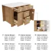 Mid-Century Modern 129 cm Glossy Sintered Stone Top Kitchen Island with Drawers, Natural