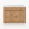 Mid-Century Modern 129 cm Glossy Sintered Stone Top Kitchen Island with Drawers, Natural