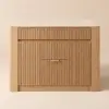 Mid-Century Modern 129 cm Glossy Sintered Stone Top Kitchen Island with Drawers, Natural