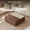 39" Square Dual Lift-Top Walnut Coffee Table with Sintered Stone Top & Storage