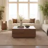 39" Square Dual Lift-Top Walnut Coffee Table with Sintered Stone Top & Storage