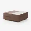 39" Square Dual Lift-Top Walnut Coffee Table with Sintered Stone Top & Storage
