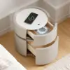 Saddle Leather 2-Drawer Smart LED Bedside Table with Wireless Charging – AUD-H1638