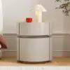 Saddle Leather 2-Drawer Smart LED Bedside Table with Wireless Charging – AUD-H1638