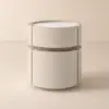 Saddle Leather 2-Drawer Smart LED Bedside Table with Wireless Charging – AUD-H1638