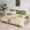 Green Sofa Bed with Side Table