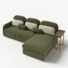 Green Sofa Bed with Side Table