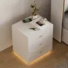 Krila Floating 3-Drawer LED Smart Bedside Table with Light – Square – AUD-H1641