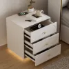 Krila Floating 3-Drawer LED Smart Bedside Table with Light – Square – AUD-H1641