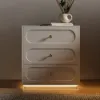 Krila Floating 3-Drawer LED Smart Bedside Table with Light – Square – AUD-H1641