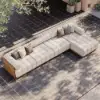 Resaro Outdoor 4-Piece Teak Modular Sectional Set for 5 in White (160")
