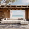 Resaro Outdoor 4-Piece Teak Modular Sectional Set for 5 in White (160")