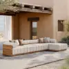 Resaro Outdoor 4-Piece Teak Modular Sectional Set for 5 in White (160")