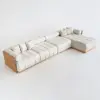 Resaro Outdoor 4-Piece Teak Modular Sectional Set for 5 in White (160")