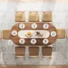 Modern Oval Walnut Dining Table with Faux Travertine Top for 8 People