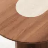 Modern Oval Walnut Dining Table with Faux Travertine Top for 8 People