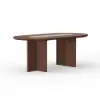 Modern Oval Walnut Dining Table with Faux Travertine Top for 8 People