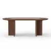 Modern Oval Walnut Dining Table with Faux Travertine Top for 8 People