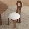 Modern Ash Wood Walnut Dining Chair with Boucle Upholstery