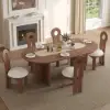 Modern Ash Wood Walnut Dining Chair with Boucle Upholstery