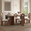 Modern Ash Wood Walnut Dining Chair with Boucle Upholstery
