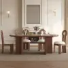 Modern Ash Wood Walnut Dining Chair with Boucle Upholstery