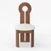 Modern Ash Wood Walnut Dining Chair with Boucle Upholstery