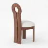 Modern Ash Wood Walnut Dining Chair with Boucle Upholstery