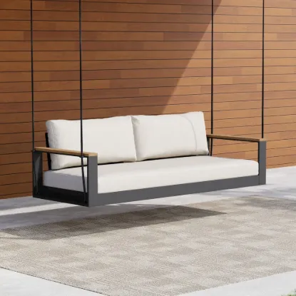 Tevara Outdoor Hanging Daybed in Beige Aluminium with Cushion