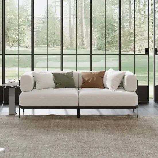 2100mm 3-Seat Velvet Modern Sofa with metal legs