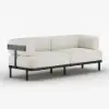 2100mm 3-Seat Velvet Modern Sofa with metal legs