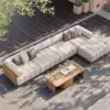 Resaro 7-Piece Outdoor Modular Natural Teak Sectional Fluted Sofa Set